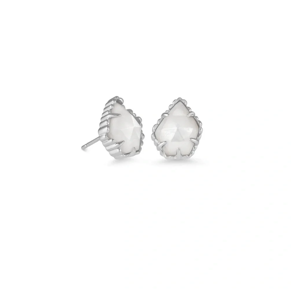 Kendra Scott Tessa silver and ivory mother of pearl Stud Earrings - Picture 1 of 5